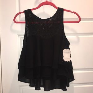 New with tags black layered crop top.